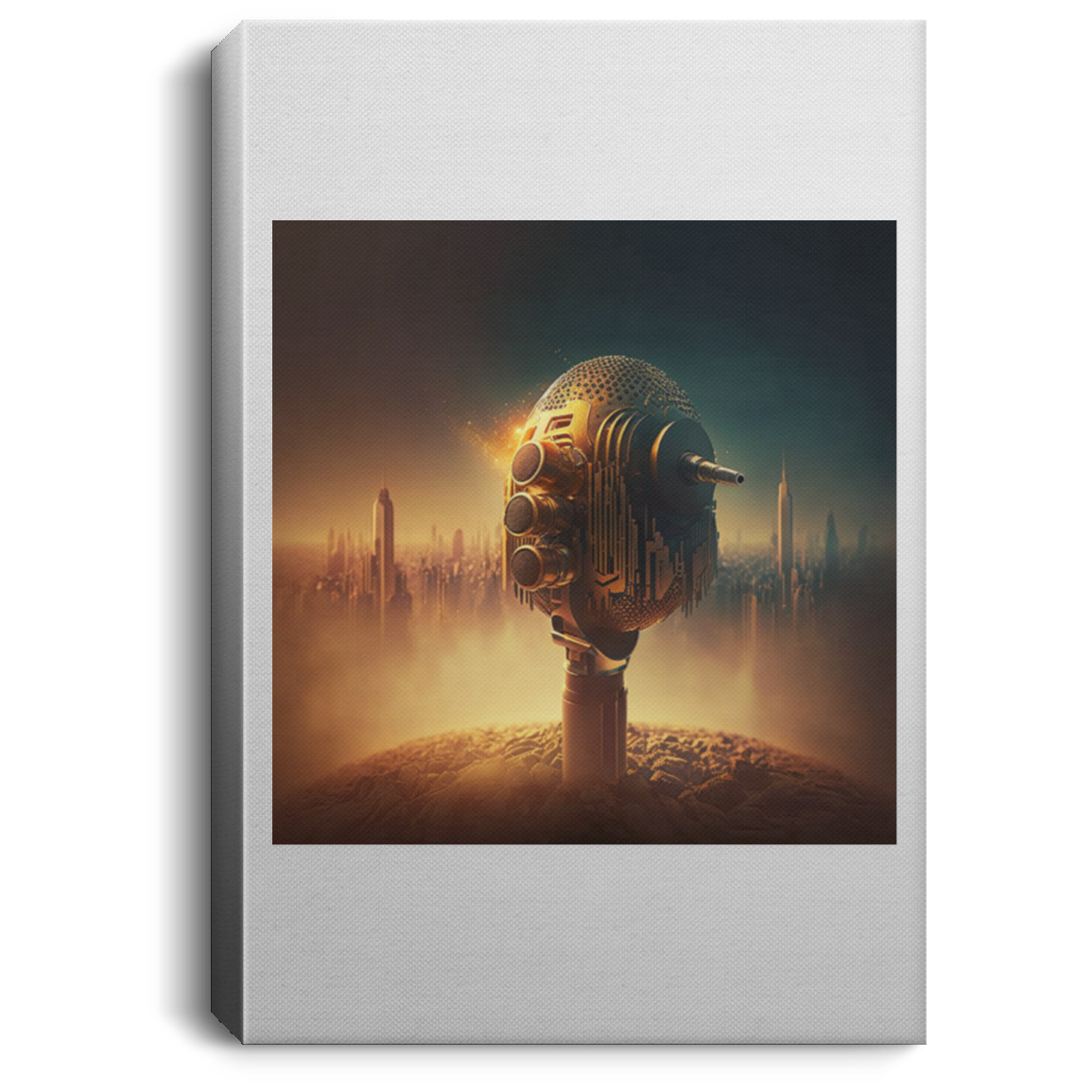 Golden Future Microphone | Wall art frame