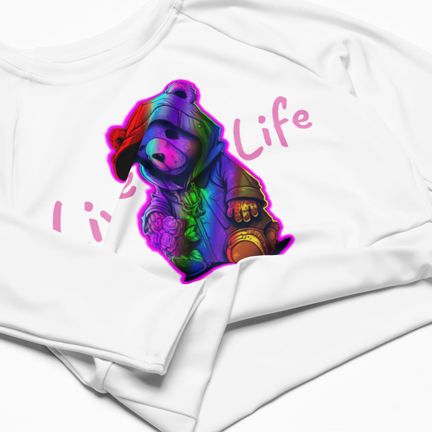 Knqv "Live Life | Recycled long-sleeve crop top