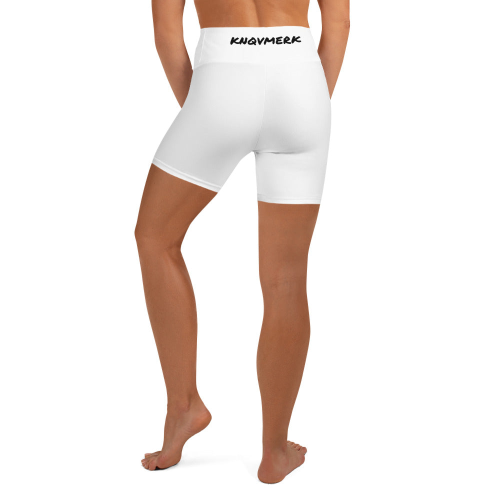 Women's Fit Yoga Shorts | Knqv Logo #3 Black and Purple N