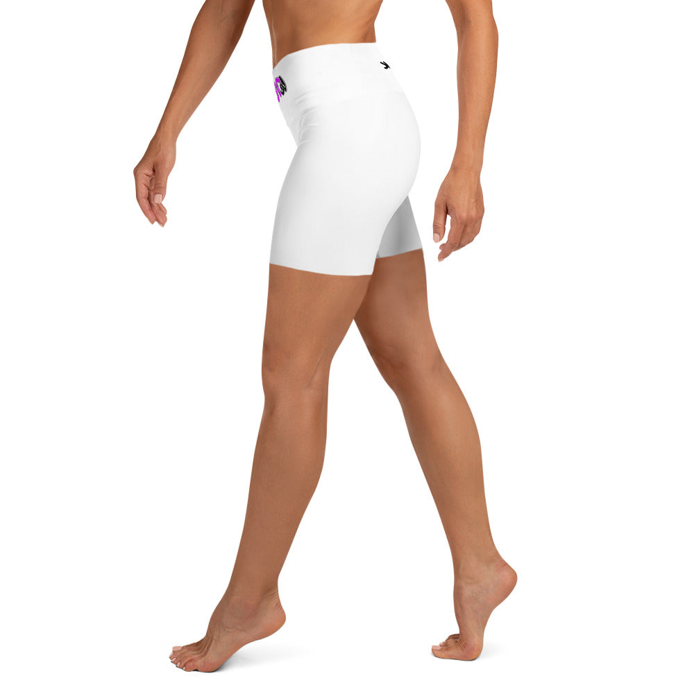 Women's Fit Yoga Shorts | Knqv Logo #3 Black and Purple N