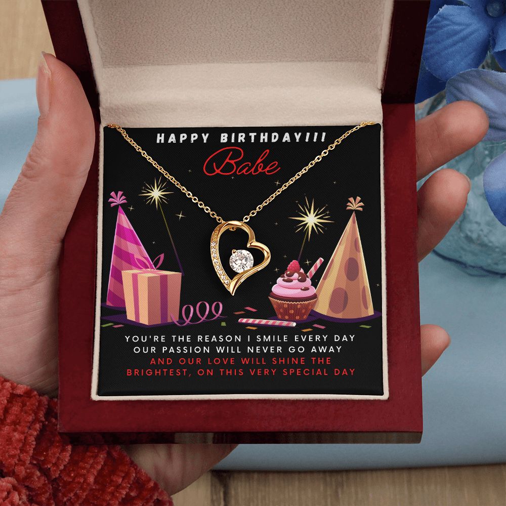 Happy Birthday Babe You're the reason I Smile | Forever Love Necklace