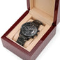 Engraved Black Chronograph Watch | For Men