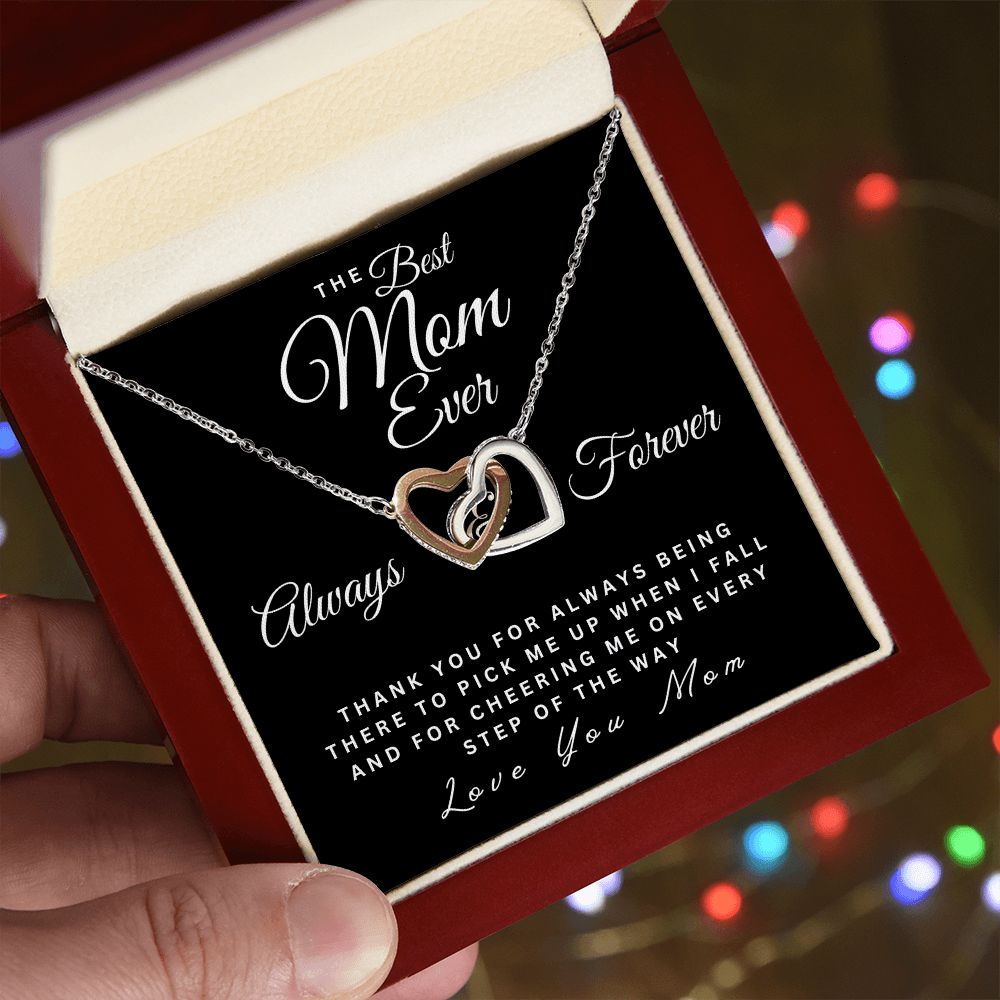 The Best Mom Ever | Thank You For Always Being There | Interlocking Hearts Necklace