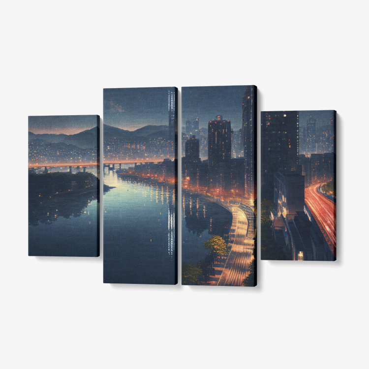 A Stunning City by the Sea | 4 Piece Canvas Wall Art for Living Room