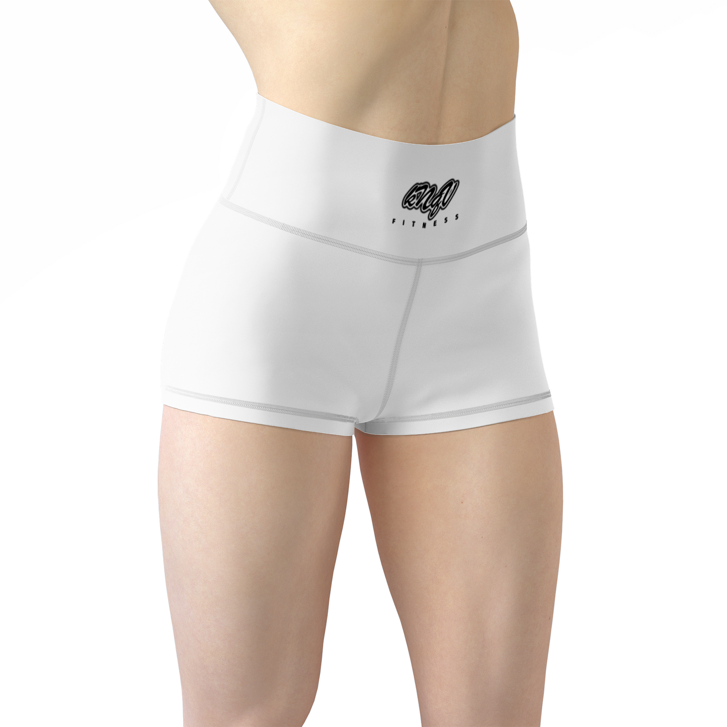 Women's Yoga Shorts | Knqv Fitness Logo #3 Black | Stay motivated, become unstoppable