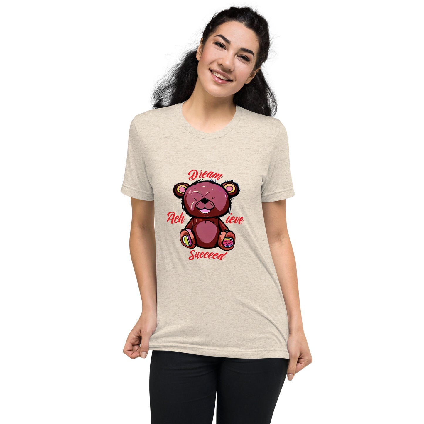 Dream, Achieve, & Succeed Bear | Knqv 50% Polyester | Short sleeve t-shirt