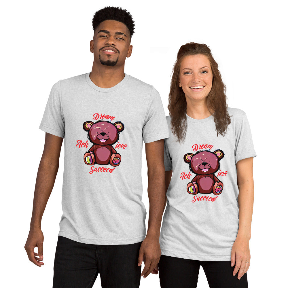 Dream, Achieve, & Succeed Bear | Knqv 50% Polyester | Short sleeve t-shirt