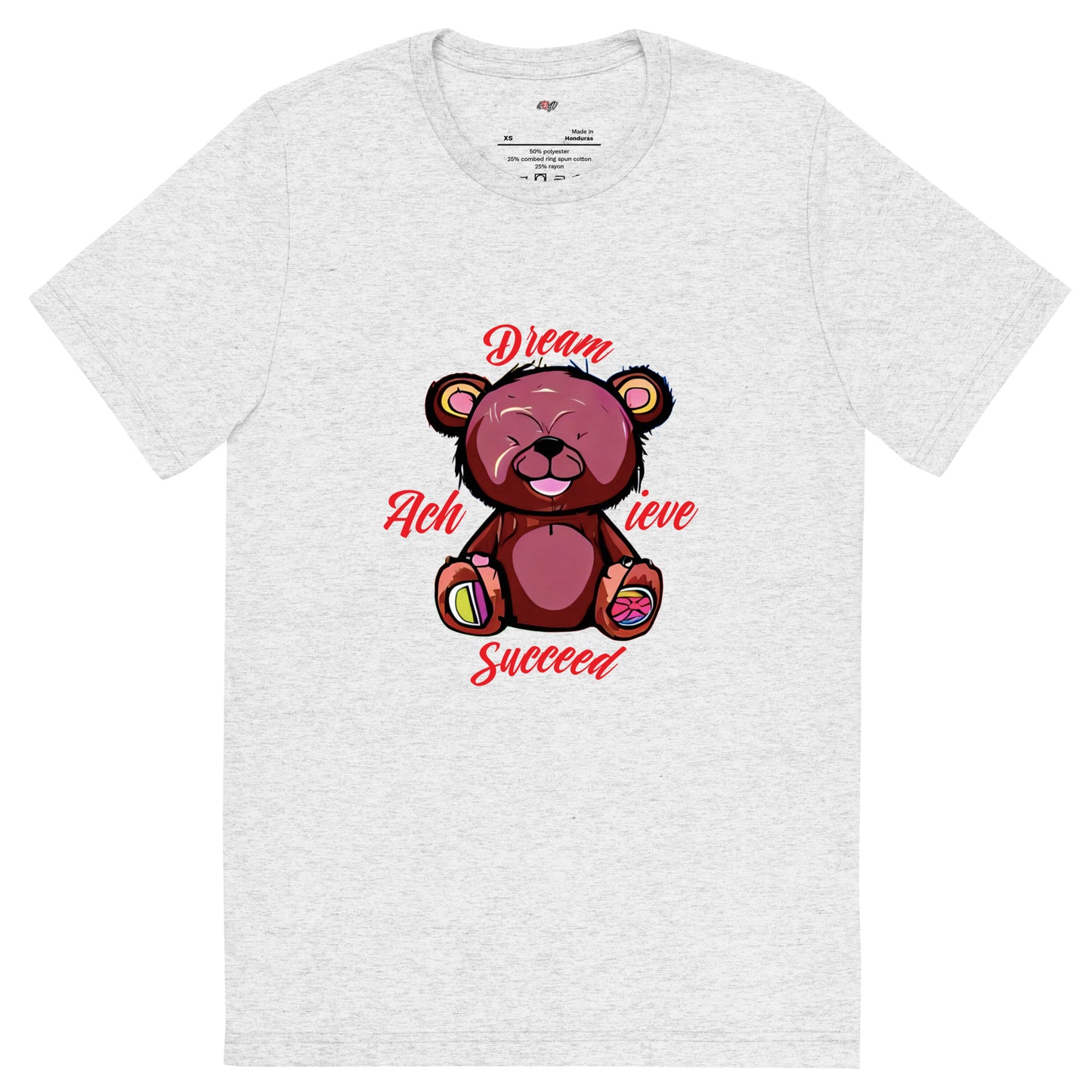 Dream, Achieve, & Succeed Bear | Knqv 50% Polyester | Short sleeve t-shirt