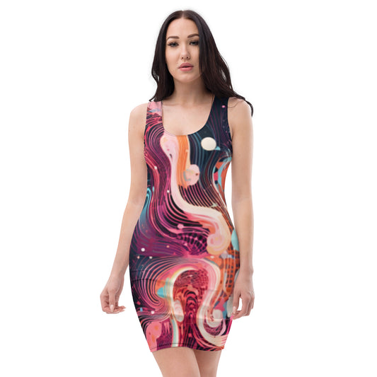 Fitted All Out Abstract Print, Christmas Women's Gift, Women's Dress T-Shirt for Women, Knqv, Christmas Gift and loving, Family t-shirt, All over Christmas, Shirt Women's t-shirt All-Over Print Women's T-shirt dress For Women Sublimation Cut & Sew Dress