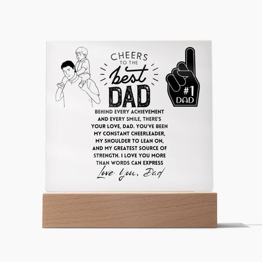 Cheers To The Best Dad | Behind every achievement and every smile, there's your love, Dad | Gifts, Father's Day Poem Keepsake, Optional LED Light, Tiger Poem, Birthday Gift for Him, Christmas Gift Keepsake for Dad,