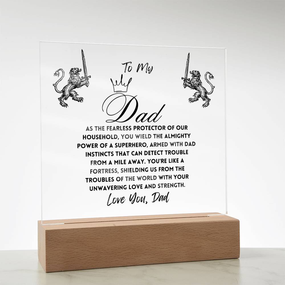 To My Amazing King Dad, Gifts, Father's Day Poem Keepsake, Optional LED Light, Tiger Poem, Birthday Gift for Him, Christmas Gift Keepsake for Dad,