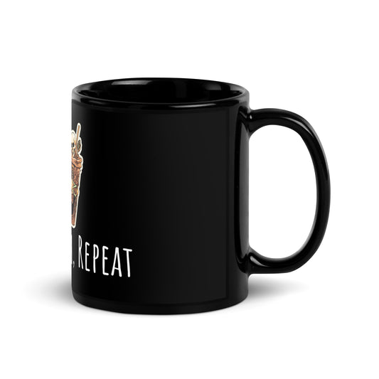Sip, Scream, Repeat Coffee Mug Black Glossy Mug