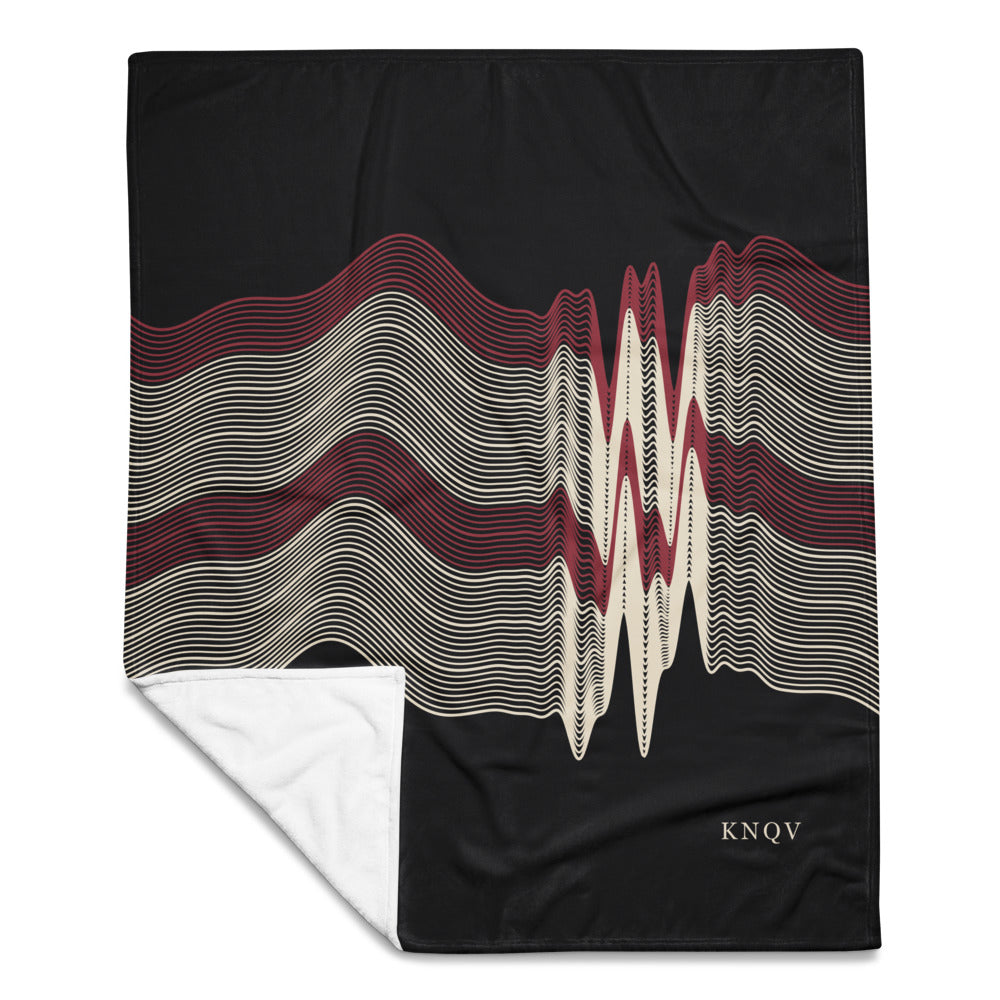 KNQV Frequency Throw Blanket front with white reverse visible; digital supplier mockup