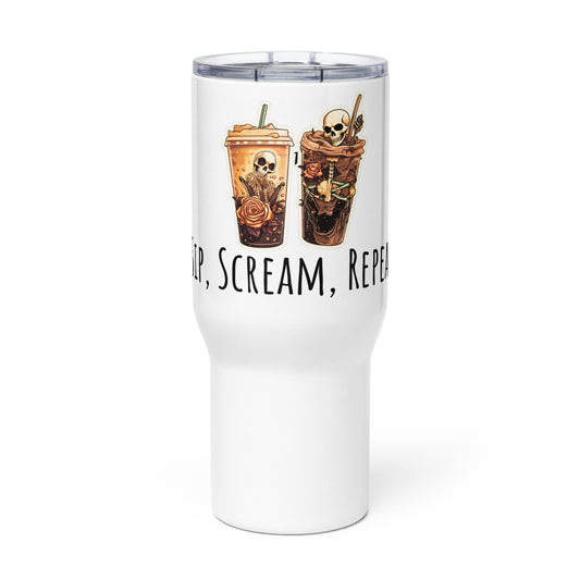 Sip, Scream, Repeat, Travel mug with a handle
