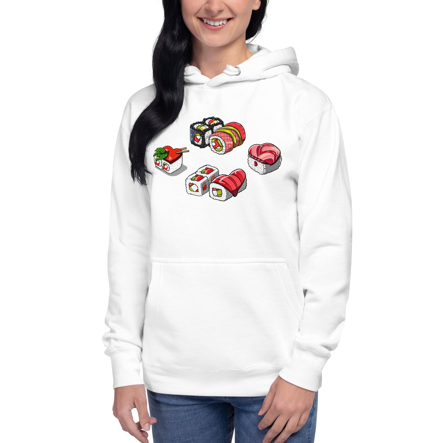 Sushi Lovers Hoodie, Men and Women gifts for loved ones, loved sushi lovers, sushi hoodies, hoodies for sushi lovers, unisex hoodies for loved ones, valentines gift, love gift, cool sushi designs by knqv, Unisex Hoodie