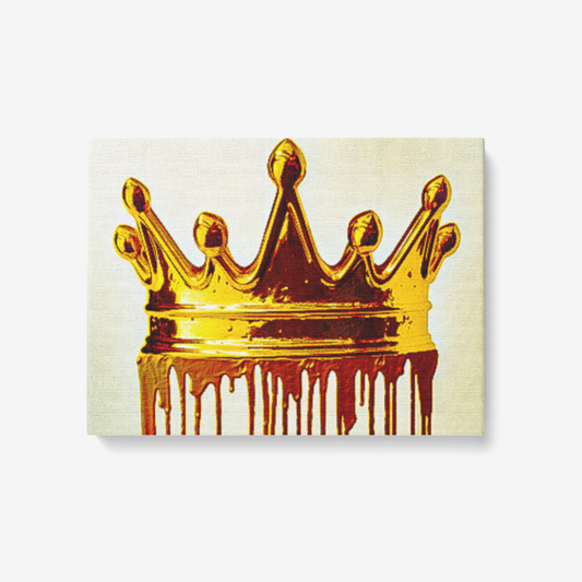 Golden Drip Crown | 1 Piece Canvas Wall Art for Living Room - Framed Ready to Hang 24"x18"