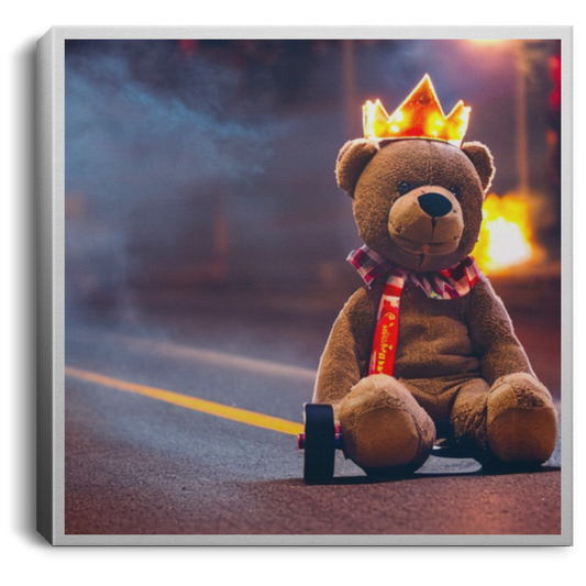Teddy Bear With Golden Fire Crown | Wall Art