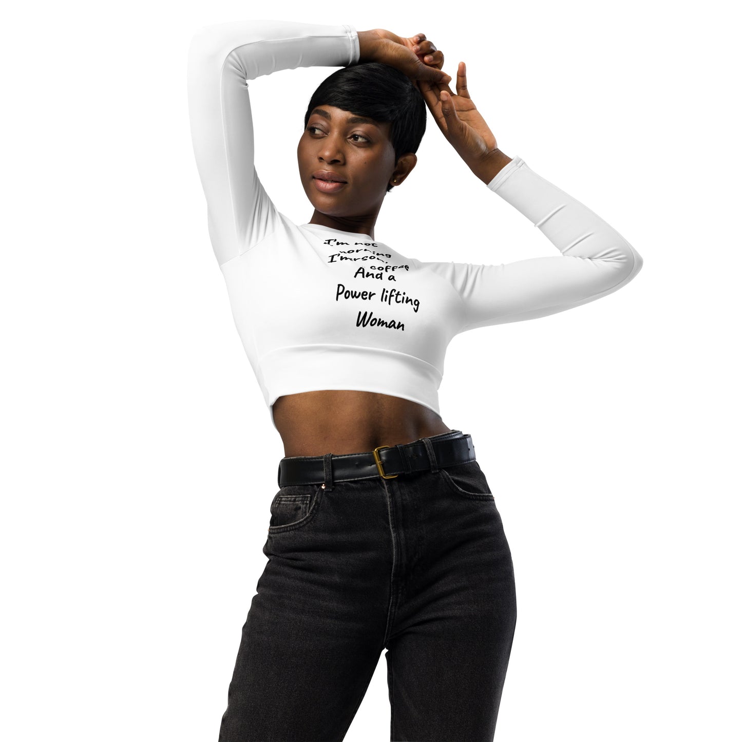 Knqv Logo #3 Fitness | I'm not a morning person | Recycled long-sleeve crop top