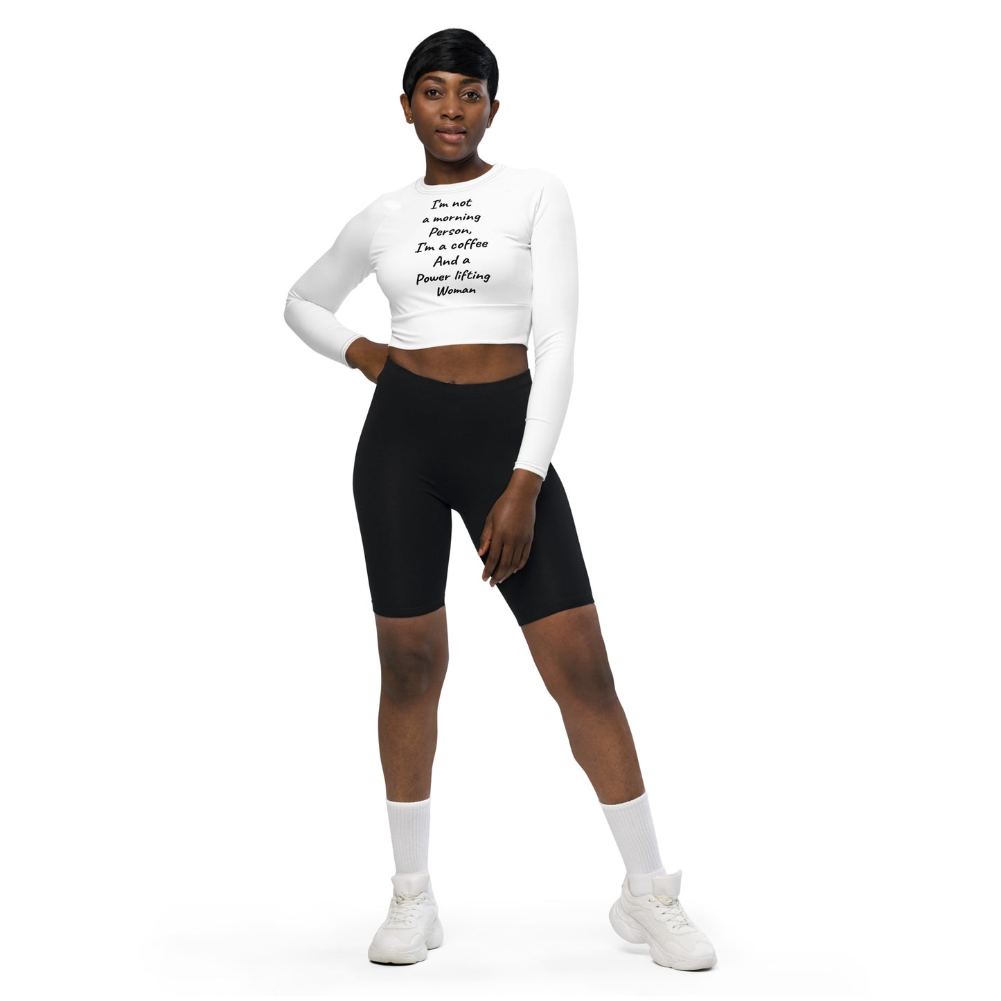 Knqv Logo #3 Fitness | I'm not a morning person | Recycled long-sleeve crop top