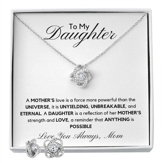 To My Daughter | A Daughter is a Reflection of her Mother's Strength | Love Knot Necklace