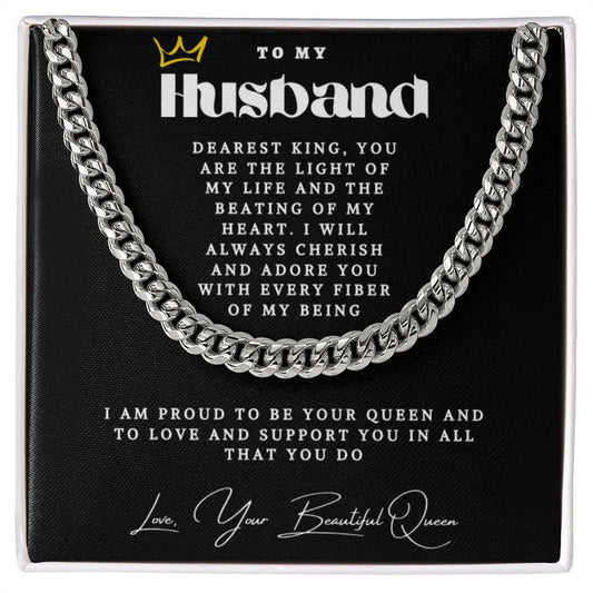 To My Husband | Dearest King, You Are My Light | Cuban Link Necklace