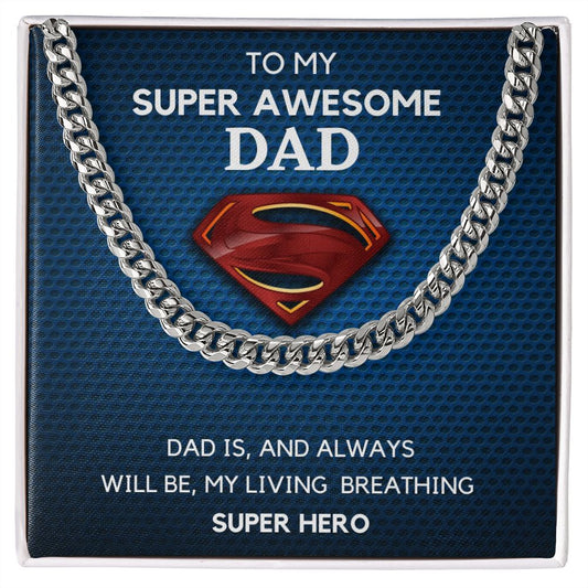 Super Awesome Super Hero Dad | Cuban Link Necklace
