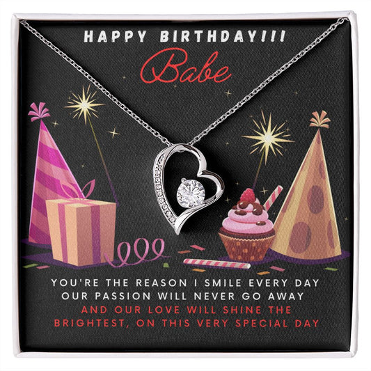 Happy Birthday Babe You're the reason I Smile | Forever Love Necklace