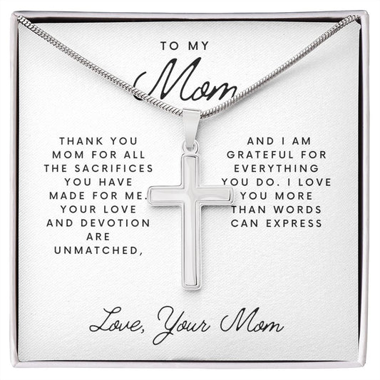 To My Mom | Thank You Mom For All The Sacrafices | Cross Necklace