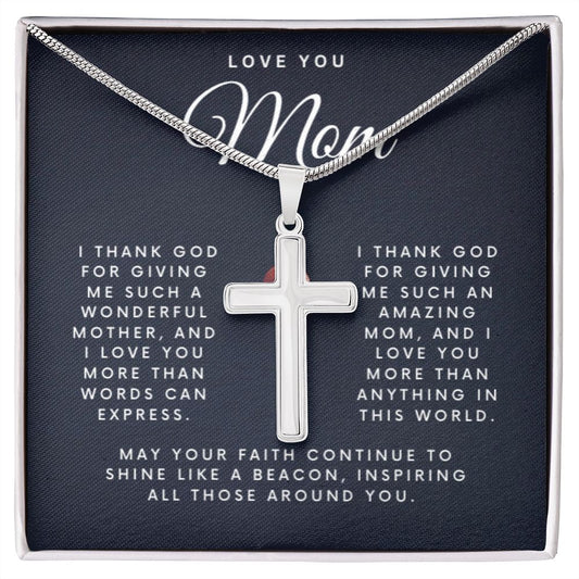 Love You Mom | I Thank God | Cross Necklace