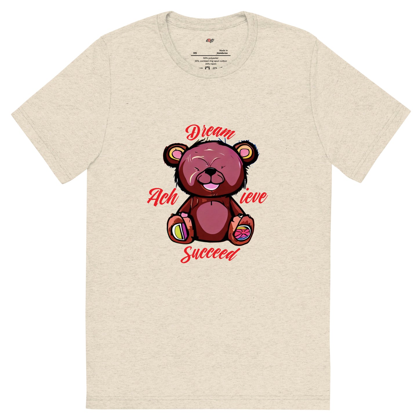 Dream, Achieve, & Succeed Bear | Knqv 50% Polyester | Short sleeve t-shirt